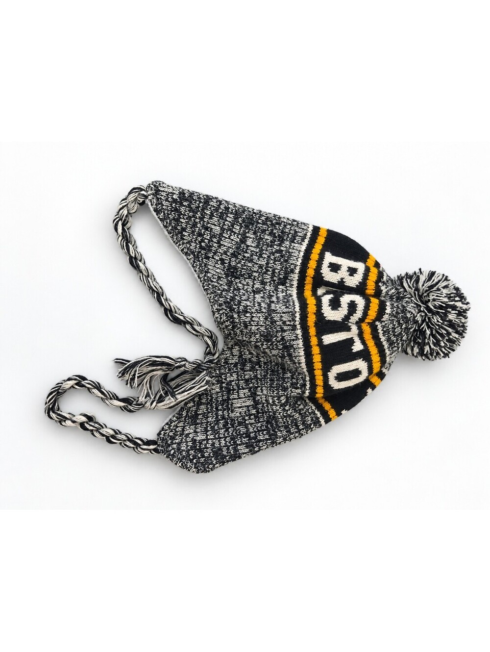 Boston Bruins Zephyr Arena Exclusive Knit Trapper Hat Pom Earflap Black Gray